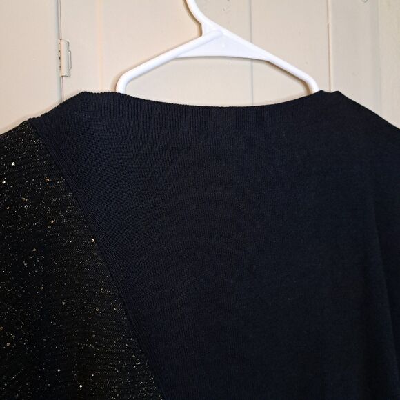 Lafayette 148 Half Metallic Sweater Silk Blend Front Knot Size S Black Gold - Picture 13 of 13